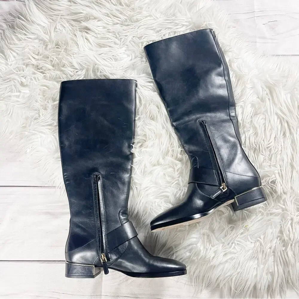 Tory Burch Women's‎ Sofia Tall Riding Boots in Black Leather Size 7